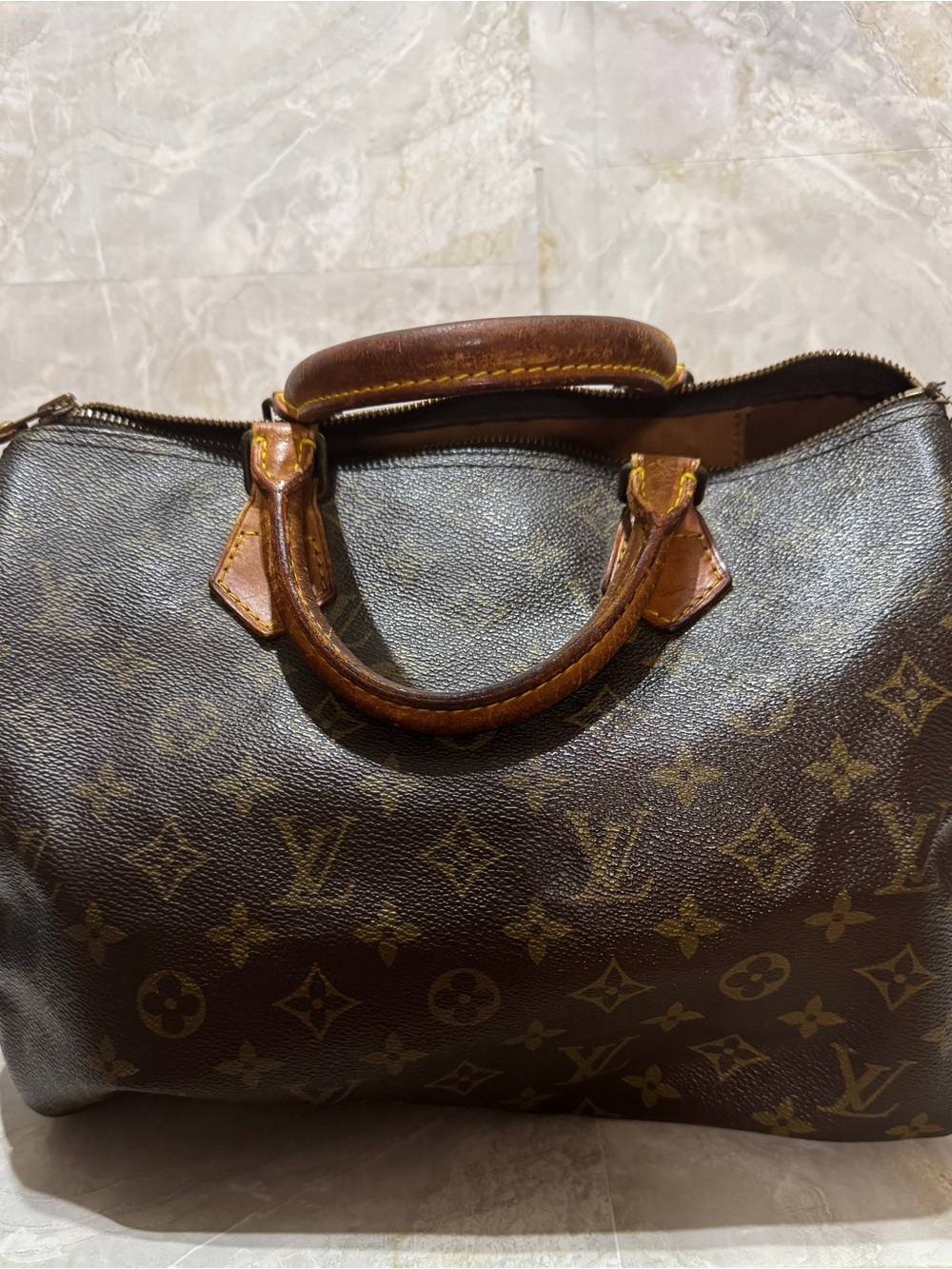 Louis Vuitton Monogram Canvas Top-Handle Bag speedy 30 in Brown and Tan